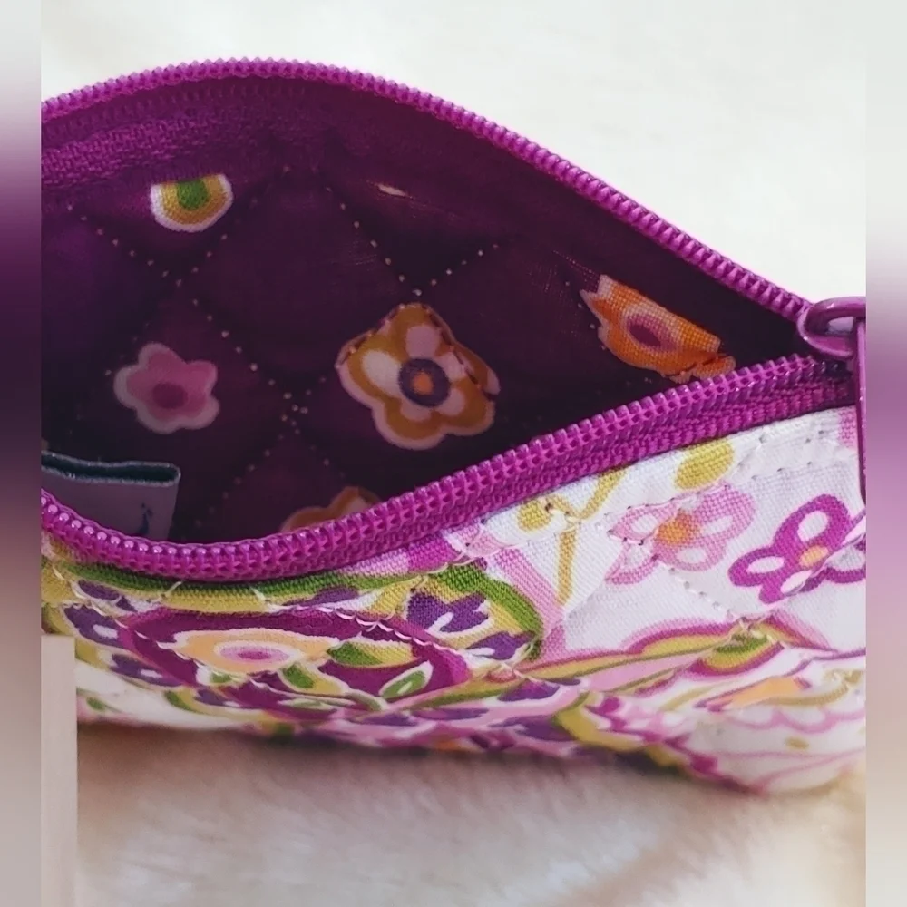New QK Ladies Purple Paisley Quilted 3pc Makeup Bag, Glasses Case, Coin Wallet